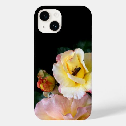 Bee on Pink Yellow Roses花 Case-Mate iPhoneケース (裏面)