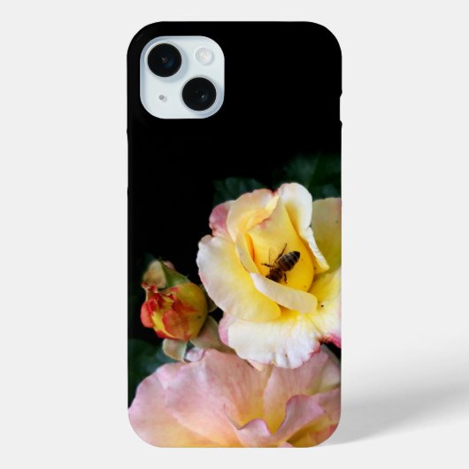 Bee on Pink Yellow Roses花 Case-Mate iPhoneケース (裏面)