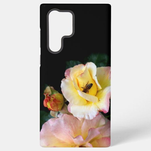 Bee on Pink Yellow Roses花 Samsung Galaxyケース (裏面)