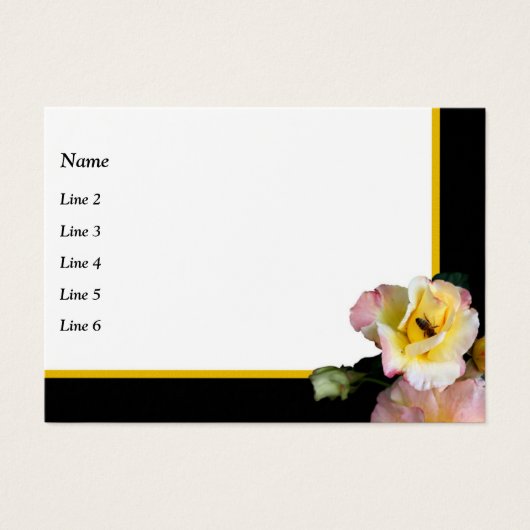 Bee on Pink Yellow Roses Flowers名刺 (正面)