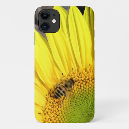 Bee On Sunflowerクローズアップ自然写真 Case-Mate iPhoneケース (裏面)