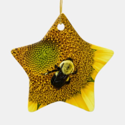 Bee on Sunflower セラミックオーナメント (正面)
