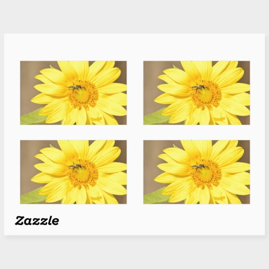 Bee on Sunflower 長方形シール (シート)