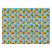 Bee on Sunflower Flower Pattern Design Blue  テーブルクロス (正面(横))