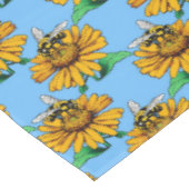 Bee on Sunflower Flower Pattern Design Blue  テーブルクロス (アングル)