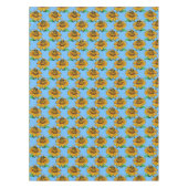 Bee on Sunflower Flower Pattern Design Blue  テーブルクロス (正面)