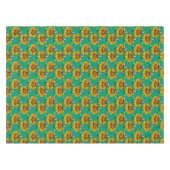 Bee on Sunflower Flower Pattern Design Green  テーブルクロス (正面(横))