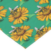 Bee on Sunflower Flower Pattern Design Green  テーブルクロス (アングル)