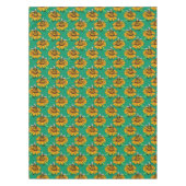 Bee on Sunflower Flower Pattern Design Green  テーブルクロス (正面)