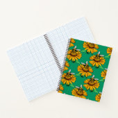 Bee on Sunflower Flower Pattern Design Green  ノートブック (内部)