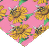 Bee on Sunflower Flower Pattern Design Pink テーブルクロス (アングル)
