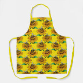 Bee on Sunflower Flower Pattern Design Yellow  エプロン (正面)