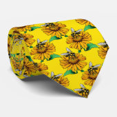 Bee on Sunflower Flower Pattern Design Yellow ネクタイ (ロール)