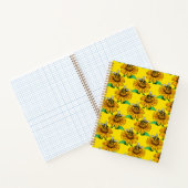 Bee on Sunflower Flower Pattern Design Yellow  ノートブック (内部)