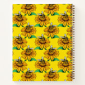 Bee on Sunflower Flower Pattern Design Yellow  ノートブック (裏面)