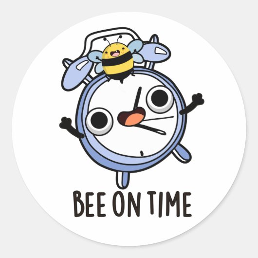 Bee On Time虫おもしろい時計パン ラウンドシール (正面)
