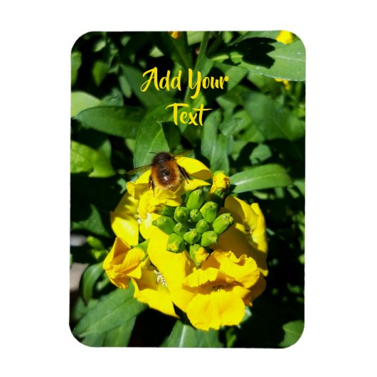 Bee on Yellow Flowers マグネット (縦)