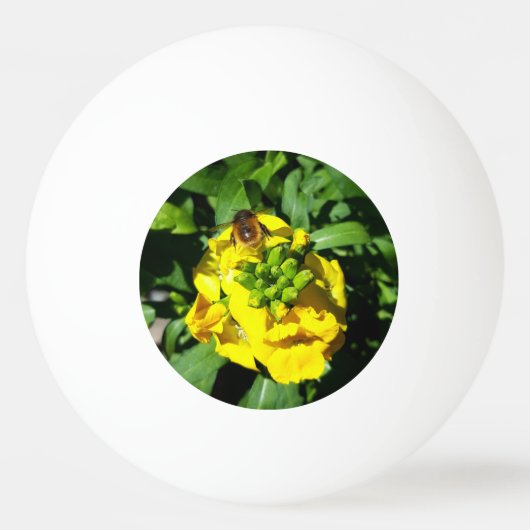 Bee on Yellow Flowers 卓球ボール (正面)