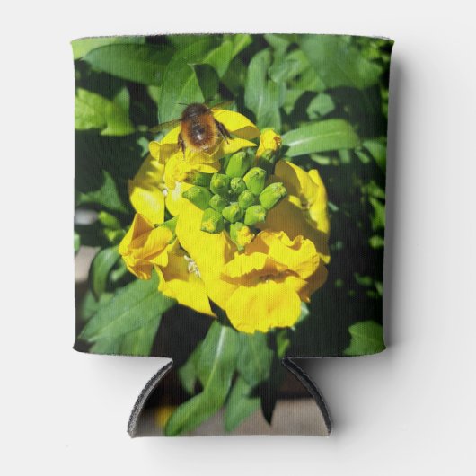 Bee on Yellow Flowers 缶クーラー (正面)