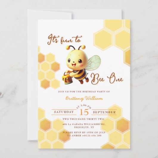 Bee Oneファーストおもしろい招待状 招待状 (正面)