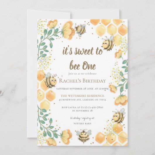 Bee One First誕生日招待状 招待状 (正面)