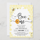 Bee One Honey Bee 1st Birthday Invitation 招待状 (正面)