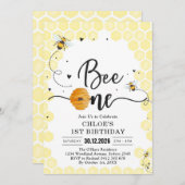 Bee One Honey Bee 1st Birthday Invitation 招待状 (正面/裏面)