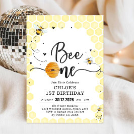 Bee One Honey Bee 1st Birthday Invitation 招待状