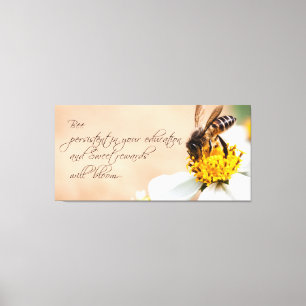 Bee Persistent in Education and開花引用文写真 キャンバスプリント