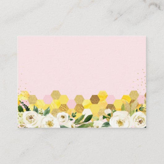 Bee Pink金ゴールドフローラ赤ちゃんシャワー予約リクエスト エンクロージャーカード (裏面)