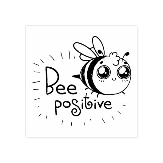 Bee Positive マルハナバチ 木製スタンプ ラバースタンプ (インプリント)