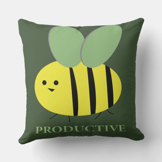 Bee Productive, Green クッション (裏面)