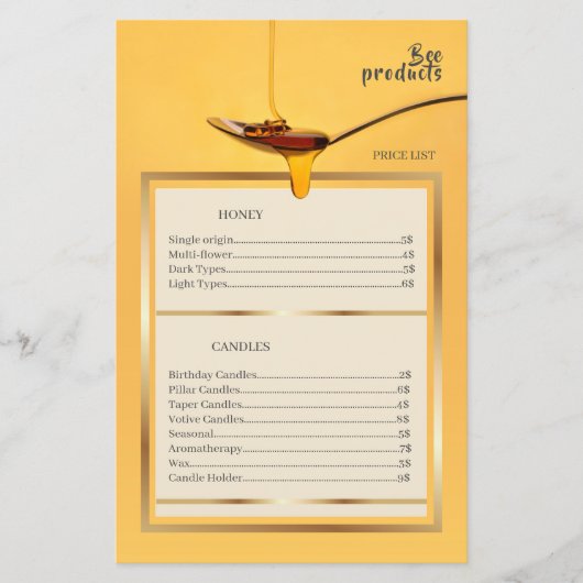 Bee Products Honey Candle Golden Frame価格表 (正面)