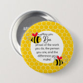 Bee Proud Teacher Appreciation honeycomb  缶バッジ (正面&裏面)