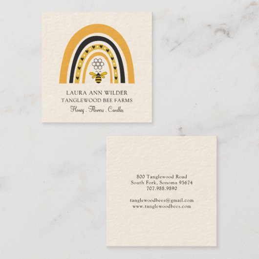 Bee Rainbow Honey Products名刺 スクエア名刺 (正面/裏面)