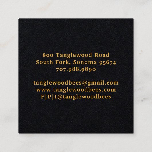 Bee Rainbow Honey Products名刺 スクエア名刺 (裏面)