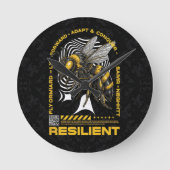 Bee Resilient – Motivational Bee Positivity Design ラウンド壁時計 (正面)