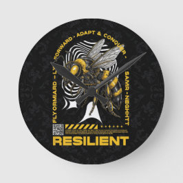 Bee Resilient – Motivational Bee Positivity Design ラウンド壁時計