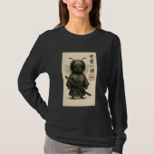 Bee Samurai Ink Art Sumi-e Style Novelty Kawaii Wo Tシャツ (正面)