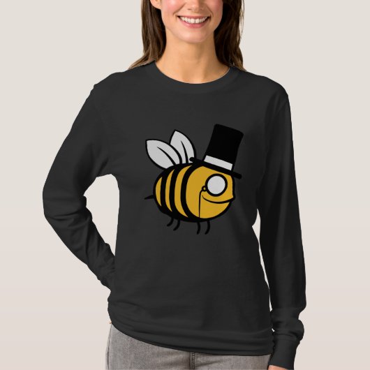 Bee Sir Monocle Glasses Top Hat Rich Gentlemen Bum Tシャツ (正面)