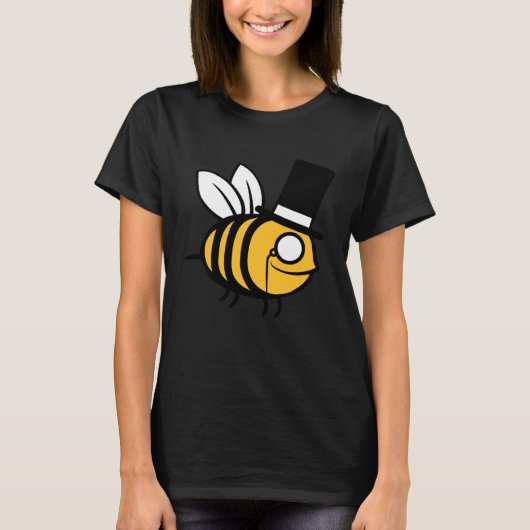 Bee Sir Monocle Glasses Top Hat Rich Gentlemen Bum Tシャツ (正面)