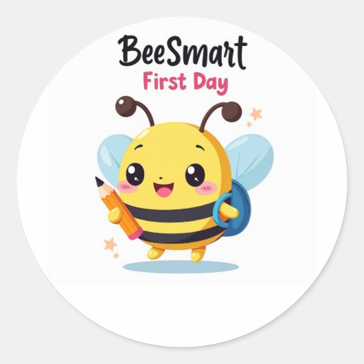 Bee‑Smart First Day Cute School Stickers ラウンドシール (正面)