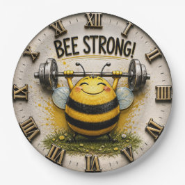 Bee Strong Funny Gym Motivational Fitness Decor ペーパープレート
