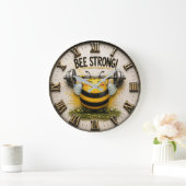 Bee Strong Funny Gym Motivational Fitness Decor ラージ壁時計 (ホーム)