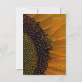 Bee & Sunflowerアップクローズ ノートカード