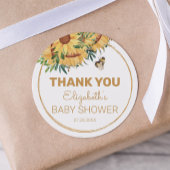 Bee, Sunflower and Baby Shower Thank You ラウンドシール