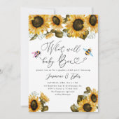 Bee Sunflower Gender Revealパーティー 招待状 (正面)
