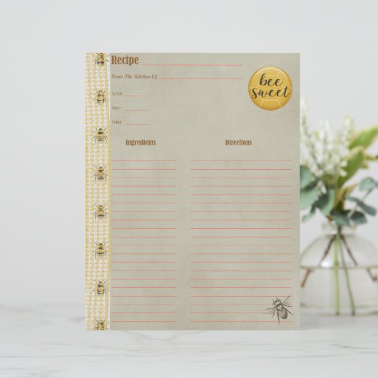 Bee Sweet Cookbook Insert (スタンド正面)