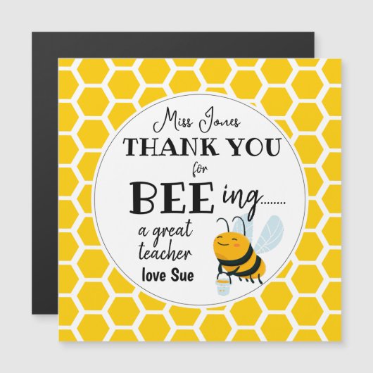 Bee Teacher Gift – Thank You for Bee-ing a Great  (正面/裏面)