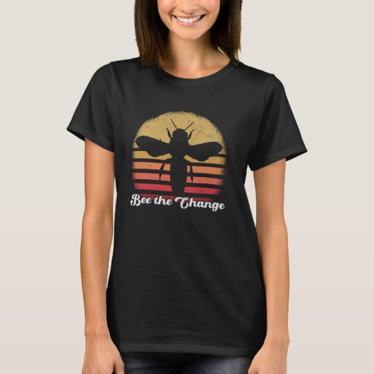 Bee the Change やる気を起こさせる Bee Art Tシャツ (正面)